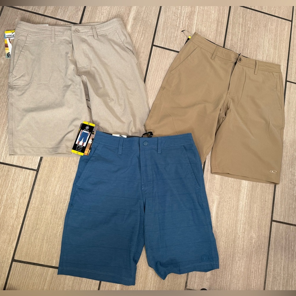 Men's Hybrid Shorts bundle size 32 - Blue, Tan, Gray